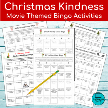 Preview of Christmas Movies Kindness Bingo Board Activities