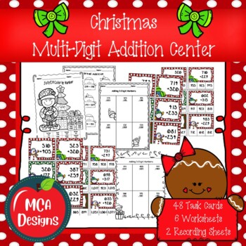 Preview of Christmas Multi-Digit Addition Math Center