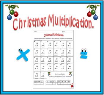 Christmas Math: Multiplication Worksheet by 123 Math | TpT