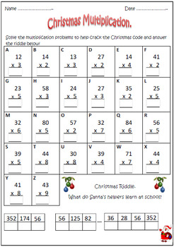 Christmas Math: Multiplication Worksheet by 123 Math | TpT