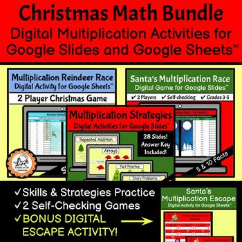 Preview of Christmas Multiplication Bundle - Digital Activities for Google Slides & Sheets™