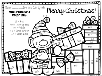 Christmas Multiplication Color-By-Number BUNDLE by CreatedbyMarloJ