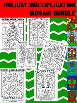 Preview of Christmas Multiplication Color By Number Bundle-FUN!