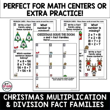 Christmas Multiplication & Division Fact Families Solve the Room Math ...