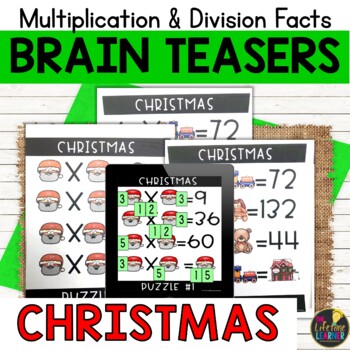 Preview of Christmas Logic Puzzles 3rd Grade Brain Teasers Multiplication and Division Fact