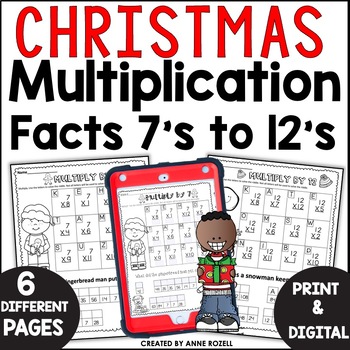 Christmas Multiplication Facts 7's to 12's | Christmas Jokes | TPT