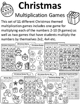 Christmas Multiplication Games Christmas Multiplication Christmas Math ...