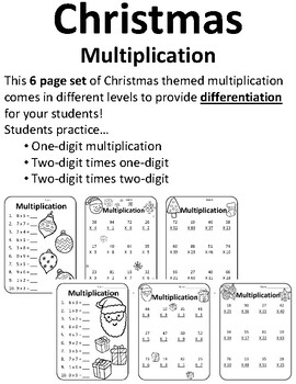 Christmas Multiplication Math Worksheets Christmas Multiplication ...
