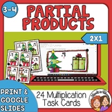 Christmas Multiplication Partial Products  2 by 1 digit   