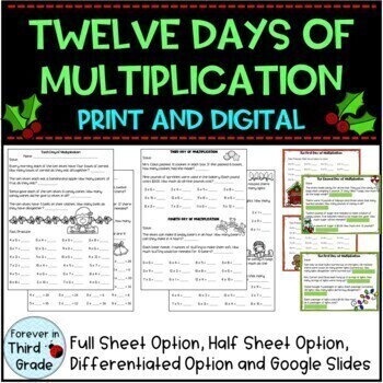 Preview of Christmas Multiplication - Multiplication Facts and Word Problems