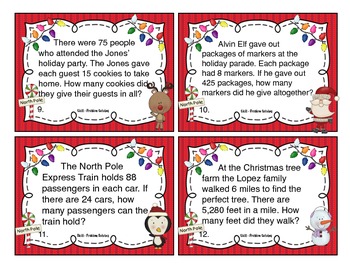 Christmas Multiplication Problem Solving Task Cards by Math Mojo