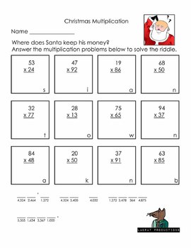 Christmas Multiplication Riddle by Chris Bartal | TpT