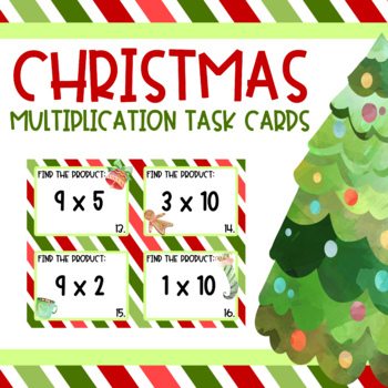 Preview of Christmas Multiplication Task Cards