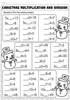 Christmas Math Multiplication and Division, Christmas Color By Code