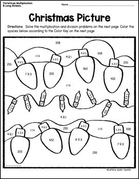 Christmas Multiplication and Long Division Color By Number Pages