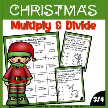 Preview of Christmas Multiply and Divide Word Problem Task Cards