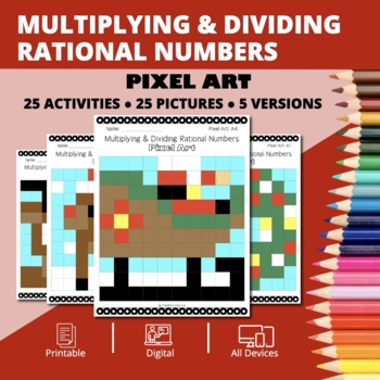 Preview of Christmas: Multiplying & Dividing Rational Numbers Pixel Art Activity