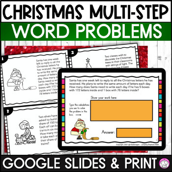Preview of Christmas Multistep Word Problems using all 4 operations Google Slides and Print