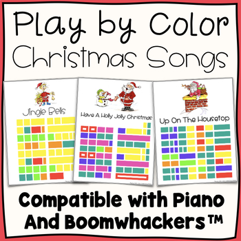 Preview of Christmas Music 6 Easy to Play Color-Coded Song Sheets For Piano & Boomwhackers