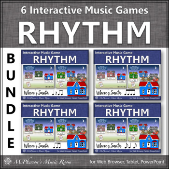 Preview of Christmas Music Activities Interactive Rhythm Games Bundle {Where's Santa}