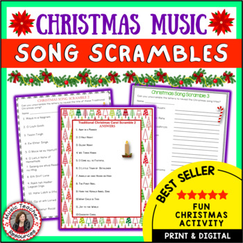 Preview of Christmas Music Activities - Song Scramble Worksheets