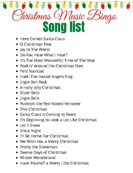 Christmas Music Bingo! Fun Christmas activity for all ages | TPT