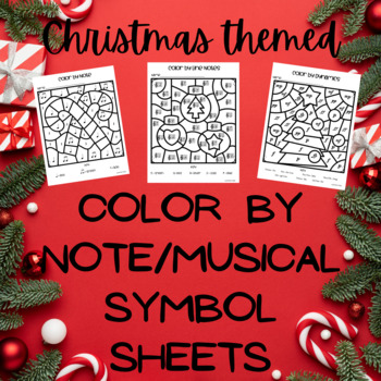Preview of Christmas Music Coloring Pages- Color by Note/Treble Clef/Musical Symbol