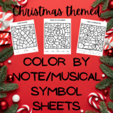 Christmas Music Coloring Pages- Color by Note/Treble Clef/