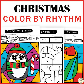 Preview of Christmas Music Coloring Sheets | Color by Rhythm | Color by Code