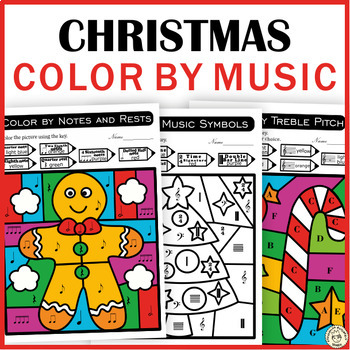 Preview of Christmas Music Coloring Sheets | Music Theory Color by Code