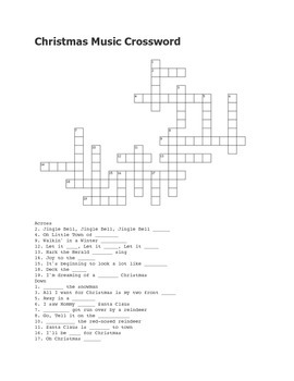 Christmas Songs Crossword Puzzle