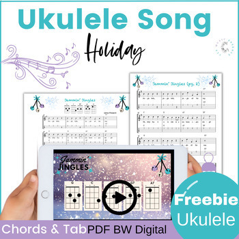 Preview of Free Ukulele Middle School Music Lesson Jingle Bells TAB Chords & Play-Along