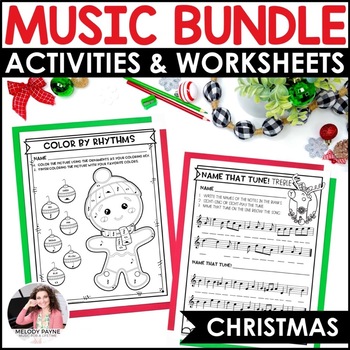 Preview of Music Coloring Pages and Christmas Music Worksheets BUNDLE - Piano & Music Class