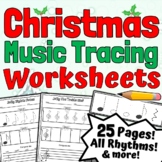 Christmas Tracing Music Worksheets | Christmas Music Traci