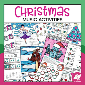 Preview of Christmas Music Worksheets & Coloring Activities