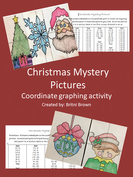 Preview of Coordinate graphing- Christmas Mystery Pictures Plotting Points