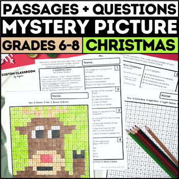 Preview of Christmas Mystery Picture with Reading Comprehension Passages & Questions