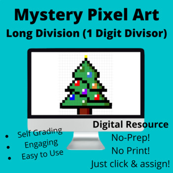Preview of Christmas Mystery Pixel Art (Long Division 1-Digit Divisor)