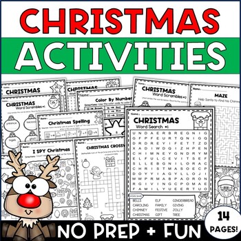 Christmas NO PREP Activities Packet | Word search, Crossword, Word ...