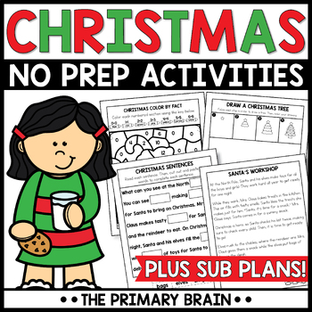 Preview of Christmas NO PREP Activities | Thematic Unit Study with Sub Plans