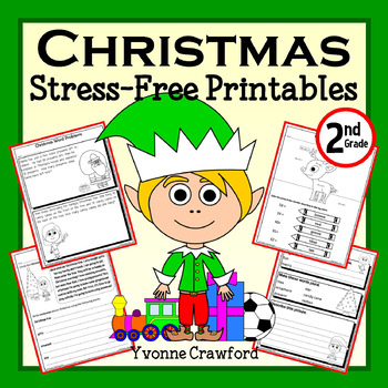 Preview of Christmas NO PREP Printables 2nd Grade Math & Literacy Worksheets