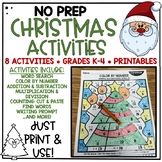 Christmas NO PREP Printables {8 ELA & Math Activities for K-4}