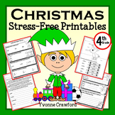 Christmas NO PREP Printables Fourth Grade Math and Literac