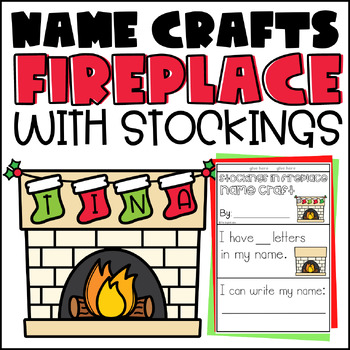 Preview of Christmas Name Craft Holiday Stockings in Fireplace Bulletin Board Activity