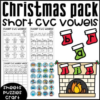 Preview of Christmas CVC Words | Worksheets | Stockings Craft | Snowglobe Puzzle