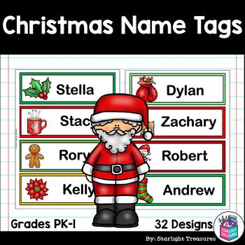 Preview of Christmas Desk Name Tags - Editable