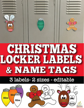 Preview of Editable Christmas Name Tags and Locker Labels