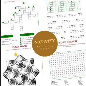 Preview of Christmas Nativity Activity Book | Puzzles | Cryptograms | Mazes | Word Scramble