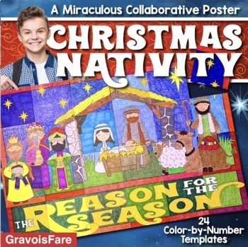 Preview of Christmas Nativity Advent Activity: Collaborative Poster — Bulletin Board Idea