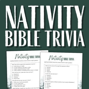 Christmas Nativity Bible Trivia Printable Activity | Advent | TPT